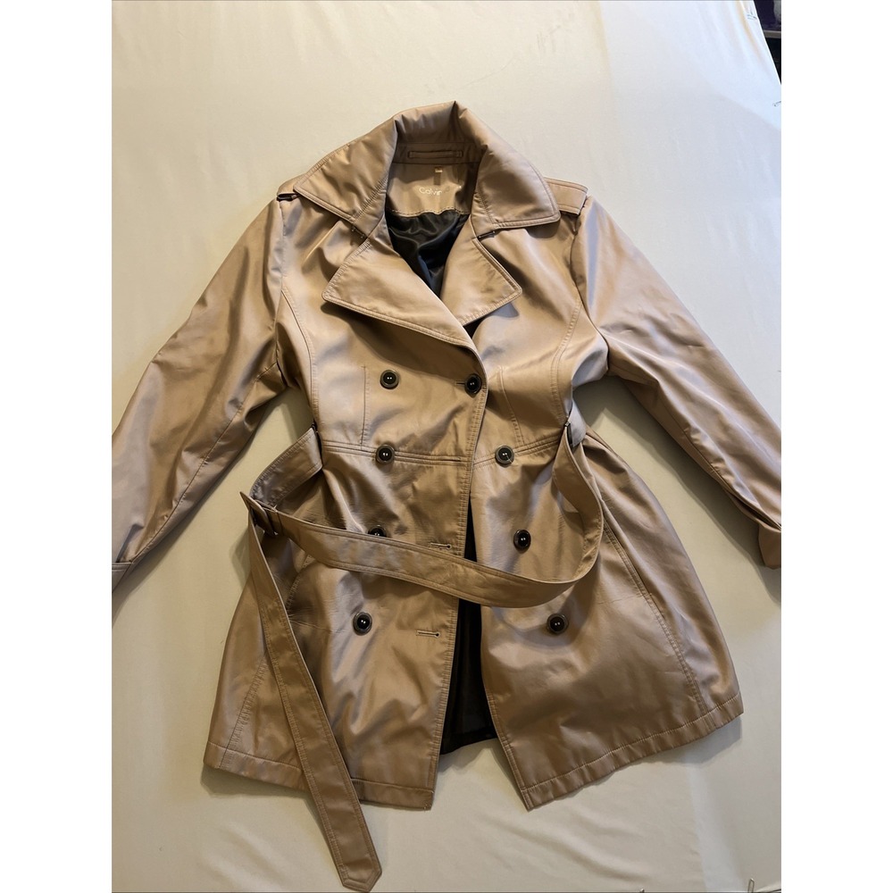 Calvin Klein Trench Coat Lined Water Resistant Tan Women's Size XL